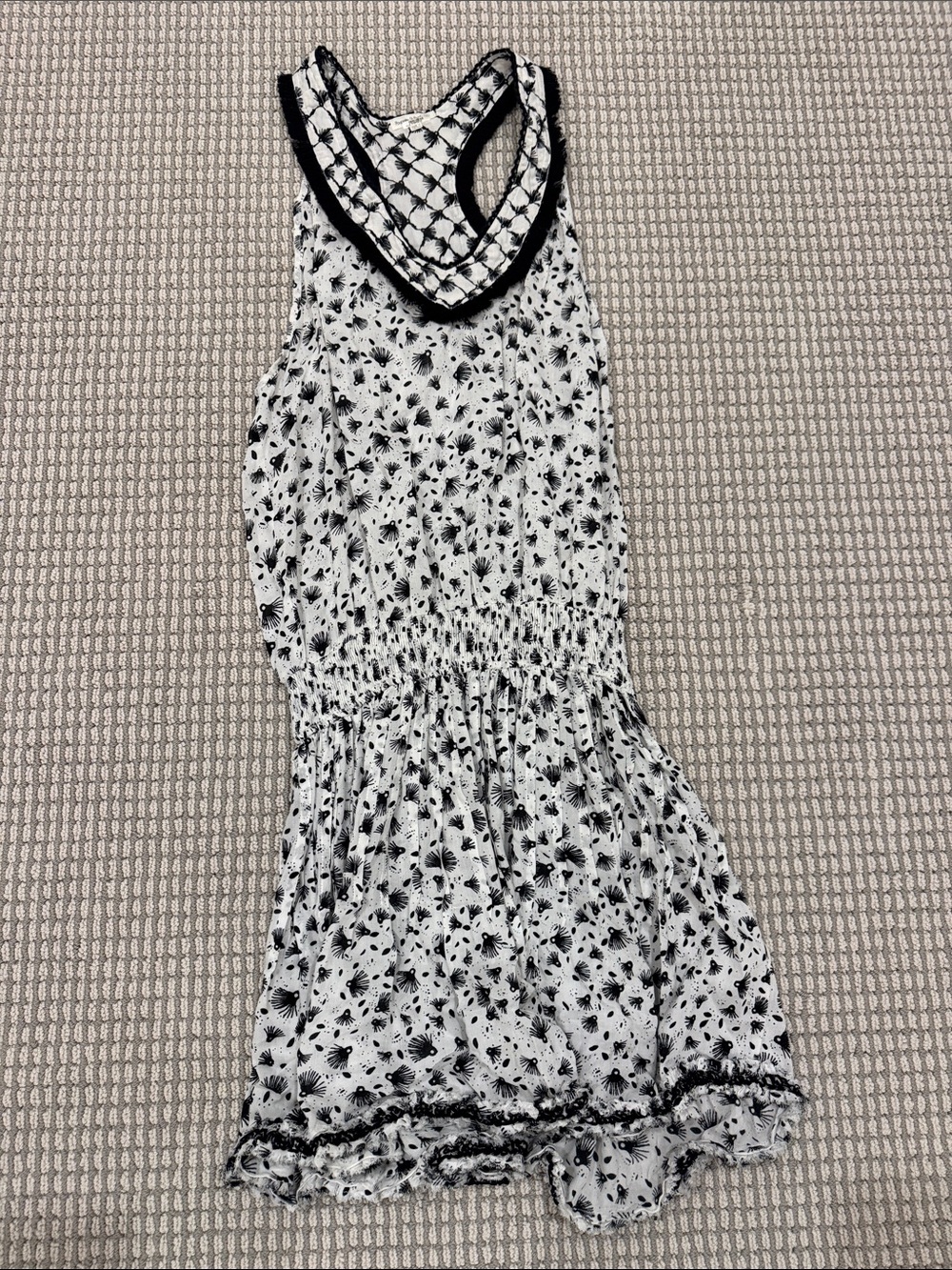 Poupette St. Barth Black & White Floral Racerback Sundress